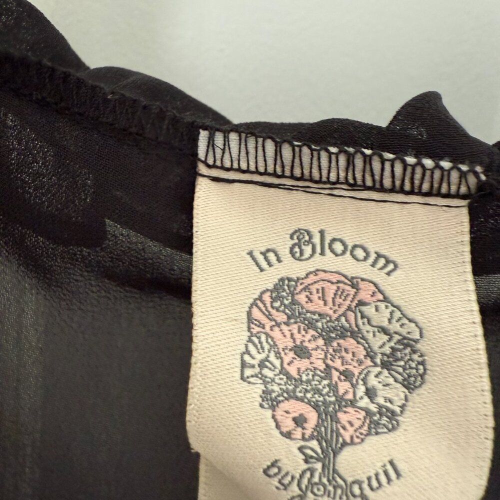 In Bloom Vintage Y2K Sheer Tie Sleeping Dress Short Sleeve in Black Size Small - Picture 4 of 6